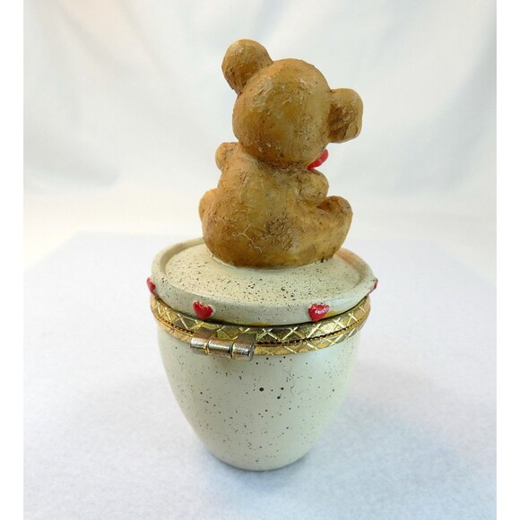 Valentine Teddy Bear Heart TRINKET  TREASURE BOX with Trinket Dog Gift Box - Picture 4 of 5